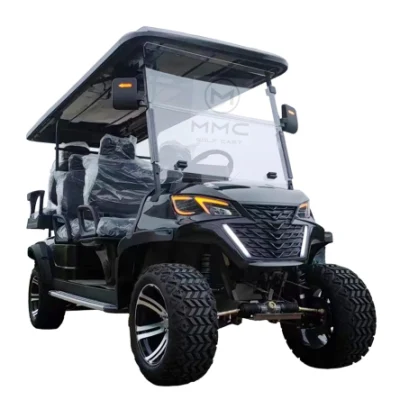 Precio al por mayor 4 asientos Club Car 4 ruedas neumáticos grandes Batería de litio baratos carros de golf eléctricos 6 plazas