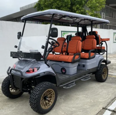 OEM Mayorista 6 asientos eléctrico utilidad Golf Carro levantado Golf Cart 4 freno de disco de rueda 10 pulgadas TFT IP66 CarPlay Mostrar carrito de golf