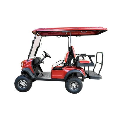 Nuevo diseño 48V 2+2 pasajeros Carros eléctricos 4 rueda 4 Asientos Sightseeing Bus Club coche eléctrico batería de litio Golf Buggy Carrito de caza Electric Club Golf Car