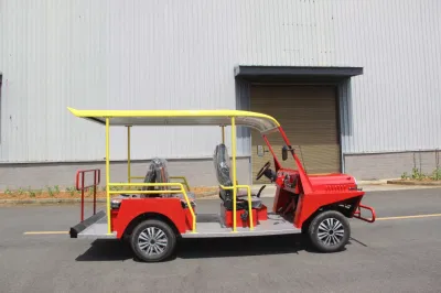 Vehículo de recorrido turístico eléctrico vehículo de golf eléctrico (rojo+amarillo)
