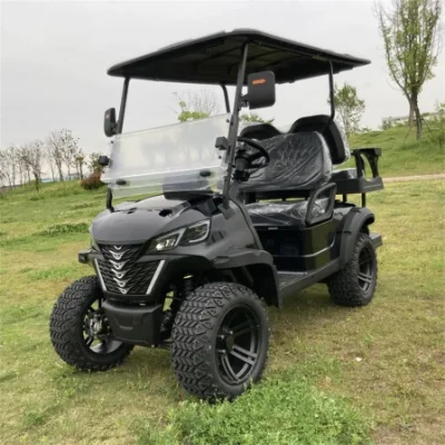 Precio al por mayor 4 asientos Club Car 4 ruedas neumáticos grandes Batería de litio baratos carros de golf eléctricos 6 plazas