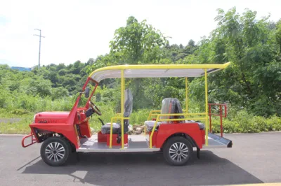 Vehículo de recorrido turístico eléctrico vehículo de golf eléctrico (rojo+amarillo)