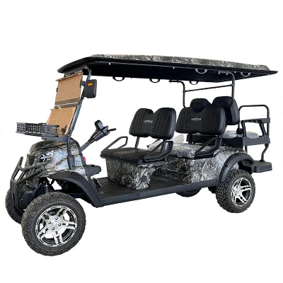 Carrito de golf eléctrico de caza con asientos personalizados, antiguo, legal para circular por la calle, con capacidad para 4+2 personas, equipado con batería de litio.