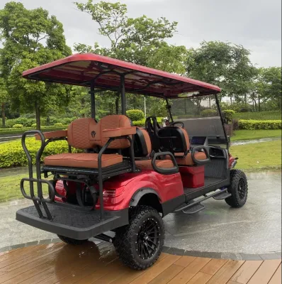 OEM Mayorista 6 asientos eléctrico utilidad Golf Carro levantado Golf Cart 4 freno de disco de rueda 10 pulgadas TFT IP66 CarPlay Mostrar carrito de golf