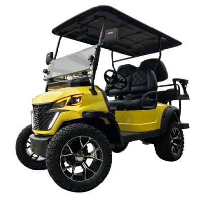 Precio al por mayor 4 asientos Club Car 4 ruedas neumáticos grandes Batería de litio baratos carros de golf eléctricos 6 plazas
