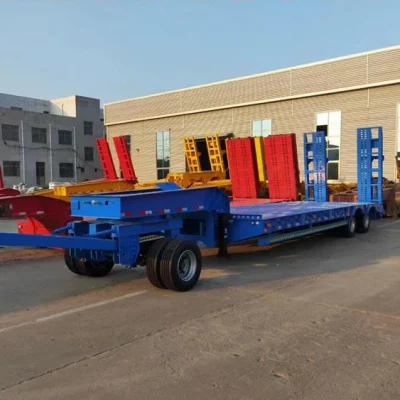 Práctico Semi-Trailer de plataforma plana baja, Semi-Trailer de chasis bajo, Excavadora de 3 ejes/4 ejes/6 ejes/8 ejes/10 ejes, cargadora, vehículo de transporte de tanque