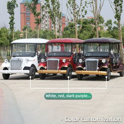 Mejor Color personalizado 11 pasajeros Cesta turística Antigüedades eléctricas Tour Mini Bus 4 fila eléctrico Vintage Classic Precio del coche Para la venta