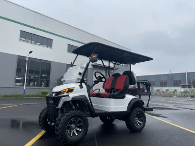 Profesional cómodo Multifuncional 4 vidente eléctrico carrito de golf con techo solar Y certificado aprobado para Recreation 35km/H
