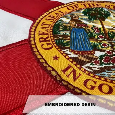 Custom 12X18inch Florida State Embroidery cosido de nylon de altas prestaciones barco/barco/yate/jeep/golf Bandera de carro con 4 filas de cosido Color vivo cosido-resistente cosido