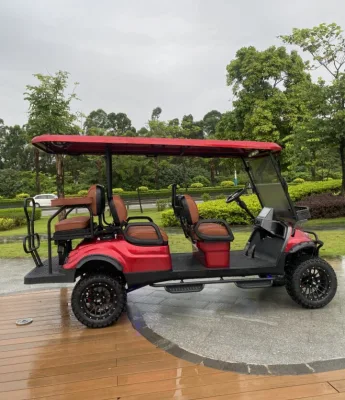OEM Mayorista 6 asientos eléctrico utilidad Golf Carro levantado Golf Cart 4 freno de disco de rueda 10 pulgadas TFT IP66 CarPlay Mostrar carrito de golf
