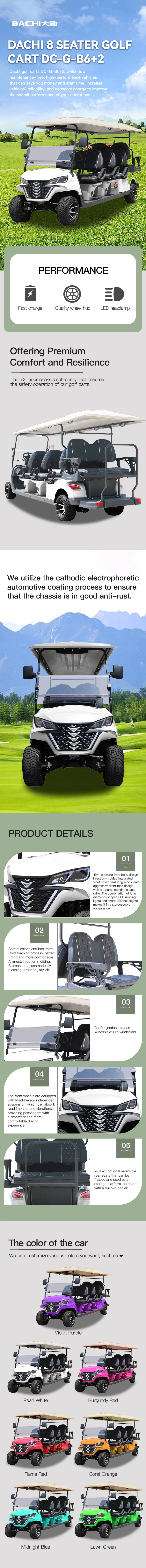 5000W Buggy/Golf Dachi Steel Frame 4330*1200*1900 Lithium Powered Golf Cart