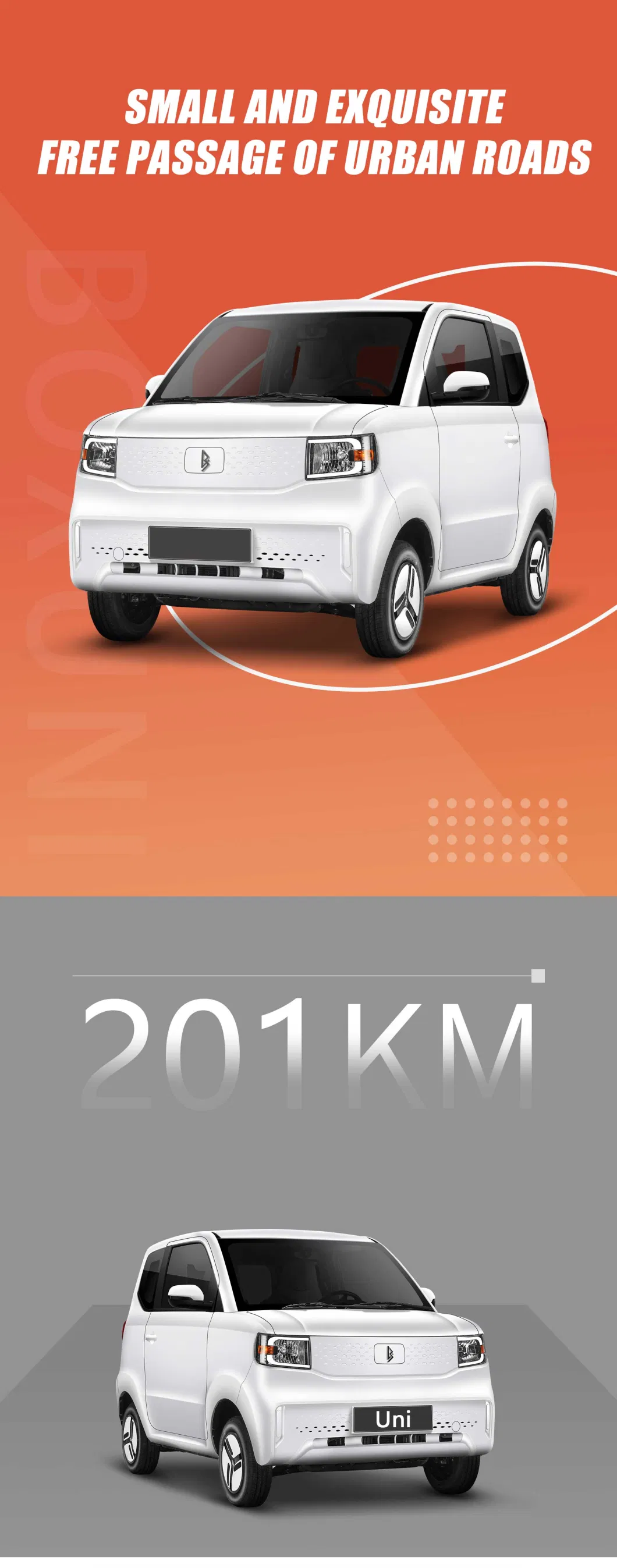 2023 New Energy Vehicle China High Speed Mini Electric Car with Stylish and Modern Design Reverse Image 201km Long Range 2-Door 4-Seater Commuting Vehicle