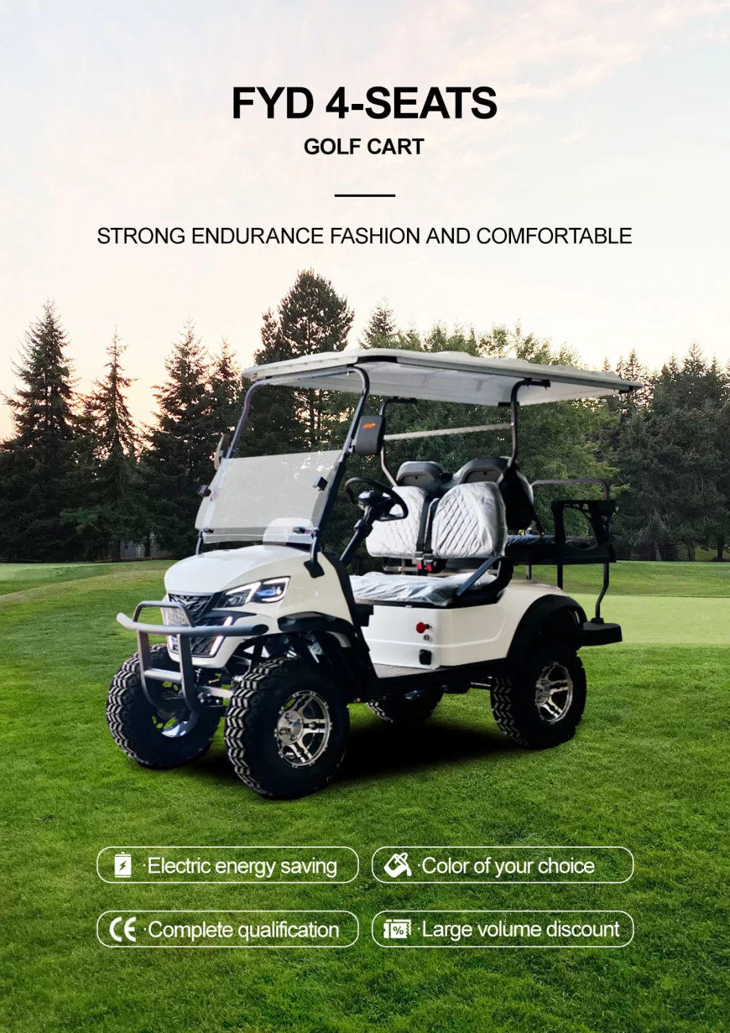 4 Seats Buggies Unlimited Advanced EV Golf Carts off Road White Classic Electric Golf Cart Price