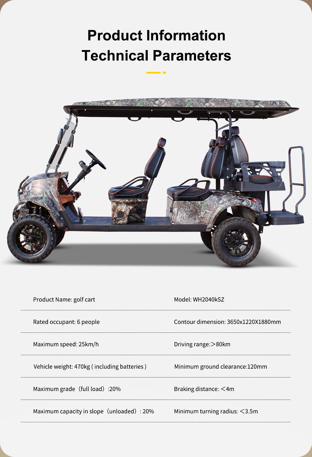 New Arrival Luxury Seat Club Cart Electric Lifted Golf Buggy Hunting Cart