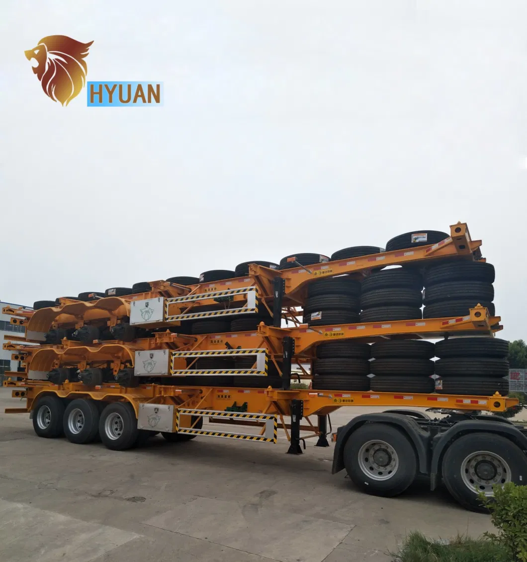 Factory Direct Sale Utility Vehicle 50tons 3 Axles Container Chassis 40FT Skeleton Semi Trailer Truck with 12units Twist Lock