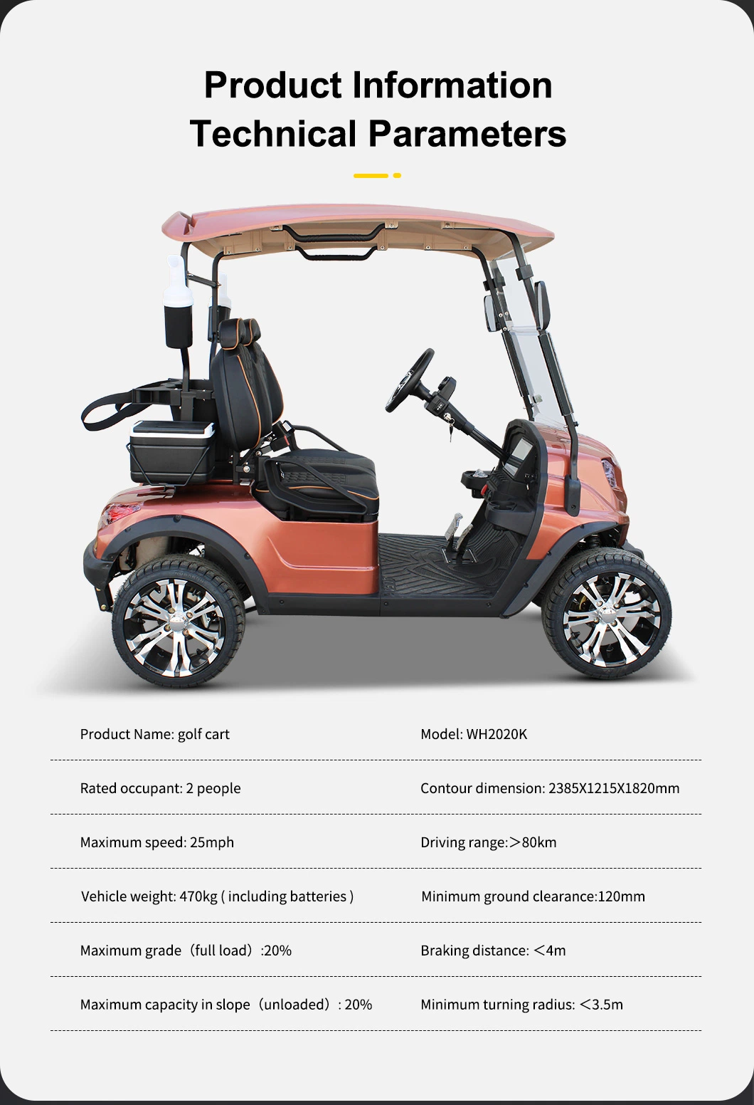 New Arriveal Style D for Exclusive Partner New Design Wh2022K Factory 2 Seat Sightseeing Bus Club Cart Electric Golf Buggy Hunting Car