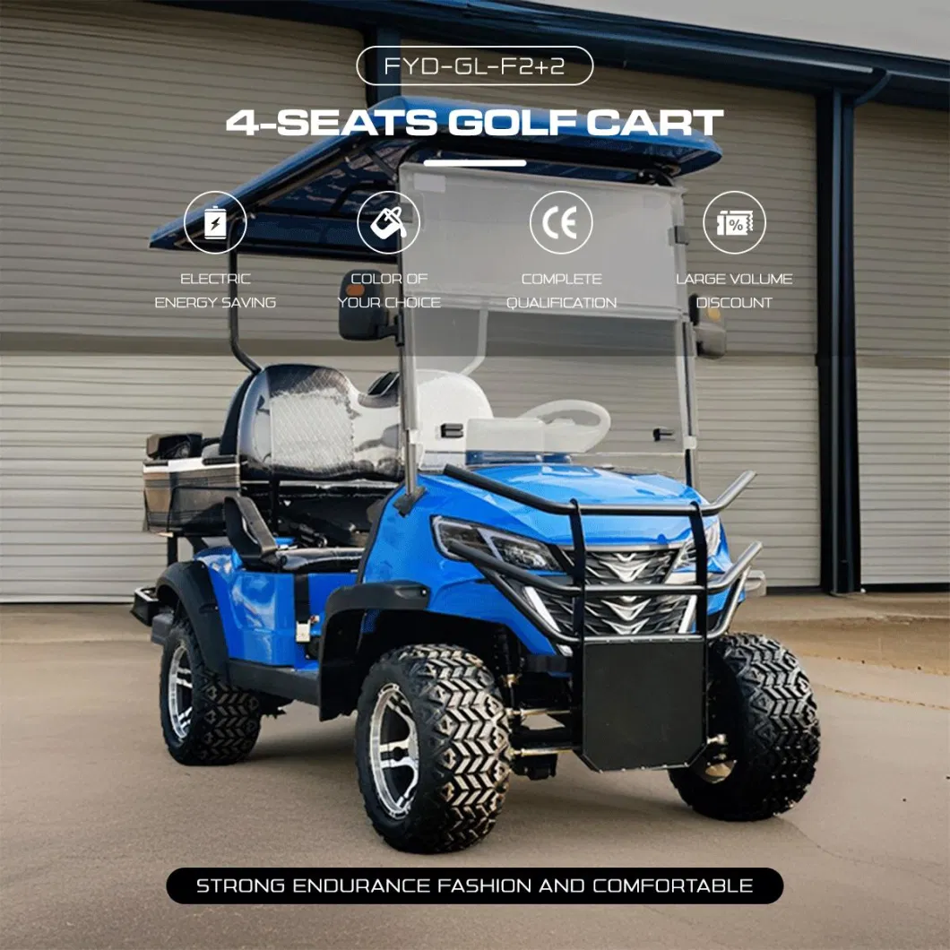 Best Value Electric off Road Blue Golf Carts Free Color Custom F2+2 4 Seats Luxury Fast Speed Golf Cart Street Legal with Refrigerator