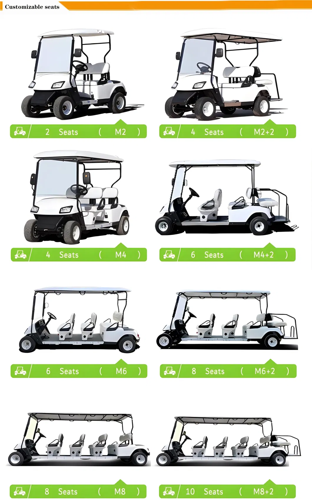 Electric Golf Course Rover Club Viewing Bus Hunting Special Vehicle off-Road Pioneer Golf Cart with Slope Road Self-Protection 2-8 Seats