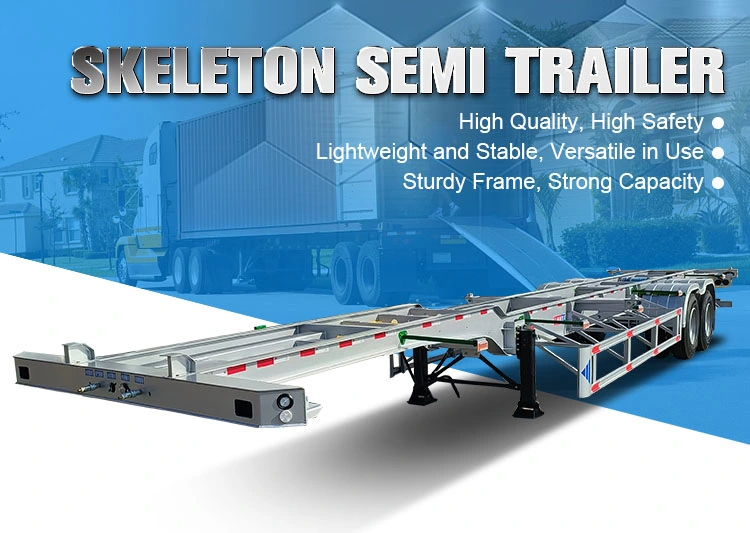 Factory Direct Sale Utility Vehicle 50tons 3 Axles Container Chassis 40FT Skeleton Semi Trailer Truck with 12units Twist Lock