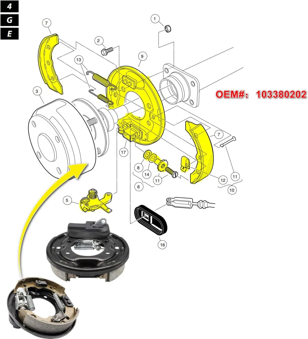 Club Car Rear Brake Cluster Ds Precedent 1995-up Golf Cart 103380202 101823301