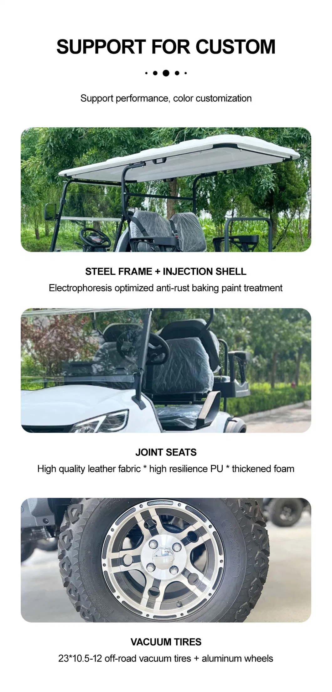 4 Seats Buggies Unlimited Advanced EV Golf Carts off Road White Classic Electric Golf Cart Price