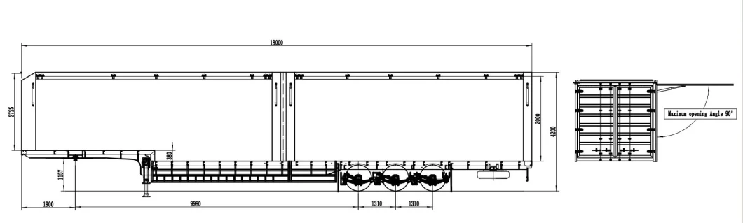 3 Axle Tractor Utility Bulk Large Cargo Heavy Duty Carrier Ships Semi Trailer Fly Wing Cargo Truck