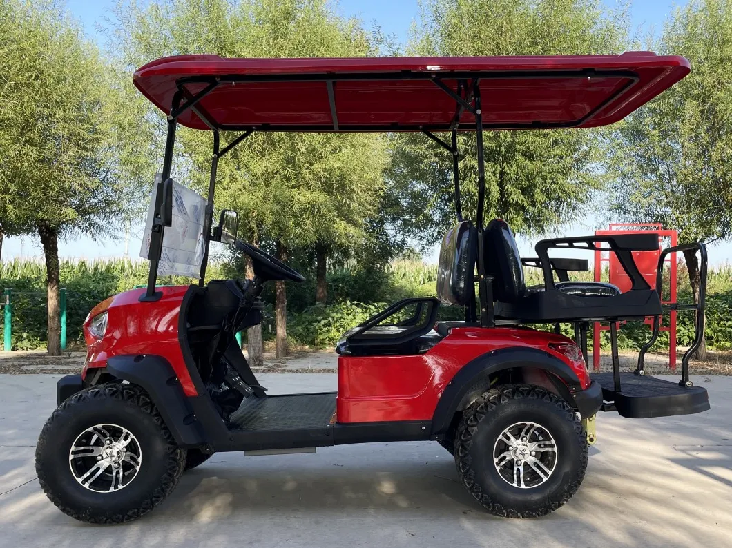 High Quality 4000W 60V Solar Electric Golf Cart 4 Wheels Scooter Custom Folding Electric off Road 6 People Sightseeing Vehicle Golf Cart