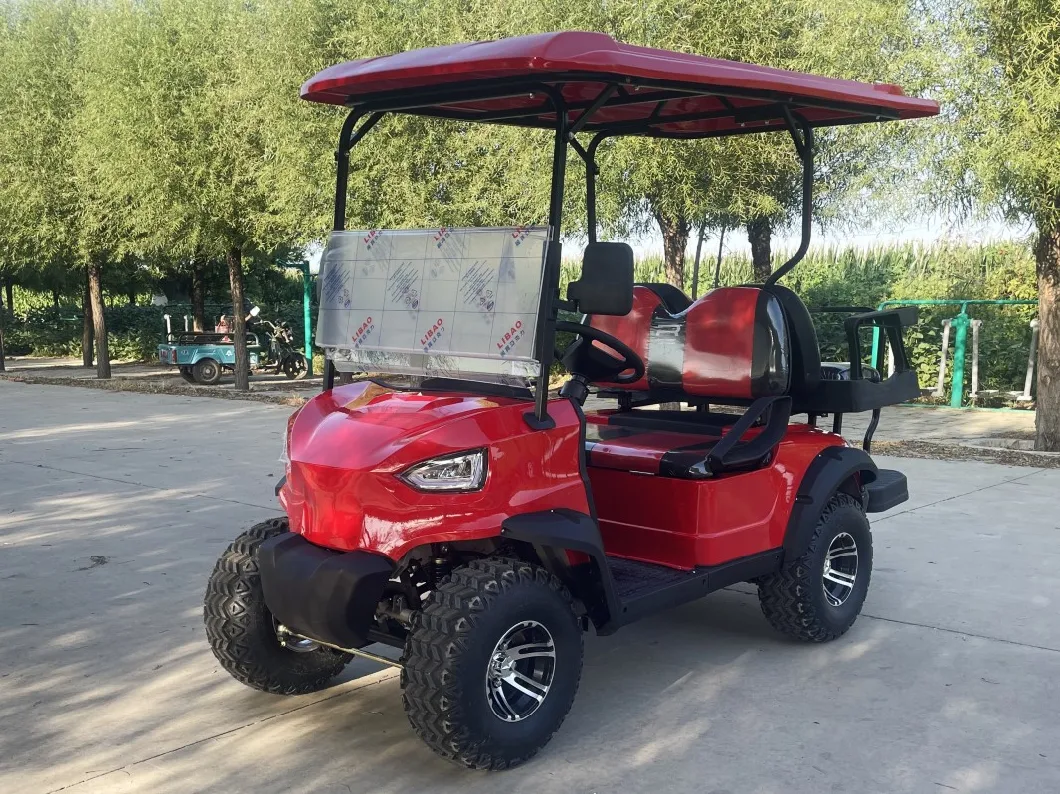CE Approved 4 People Electrical Golf Cart with off Road Tyres Front Bumper and Front Basket Electric Hunting Car for Sale
