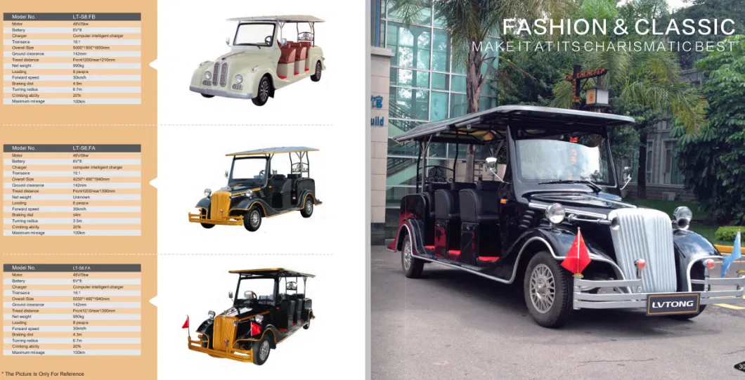 8 Seat Classic Type Electric Club Car Vintage Utility Vehicle