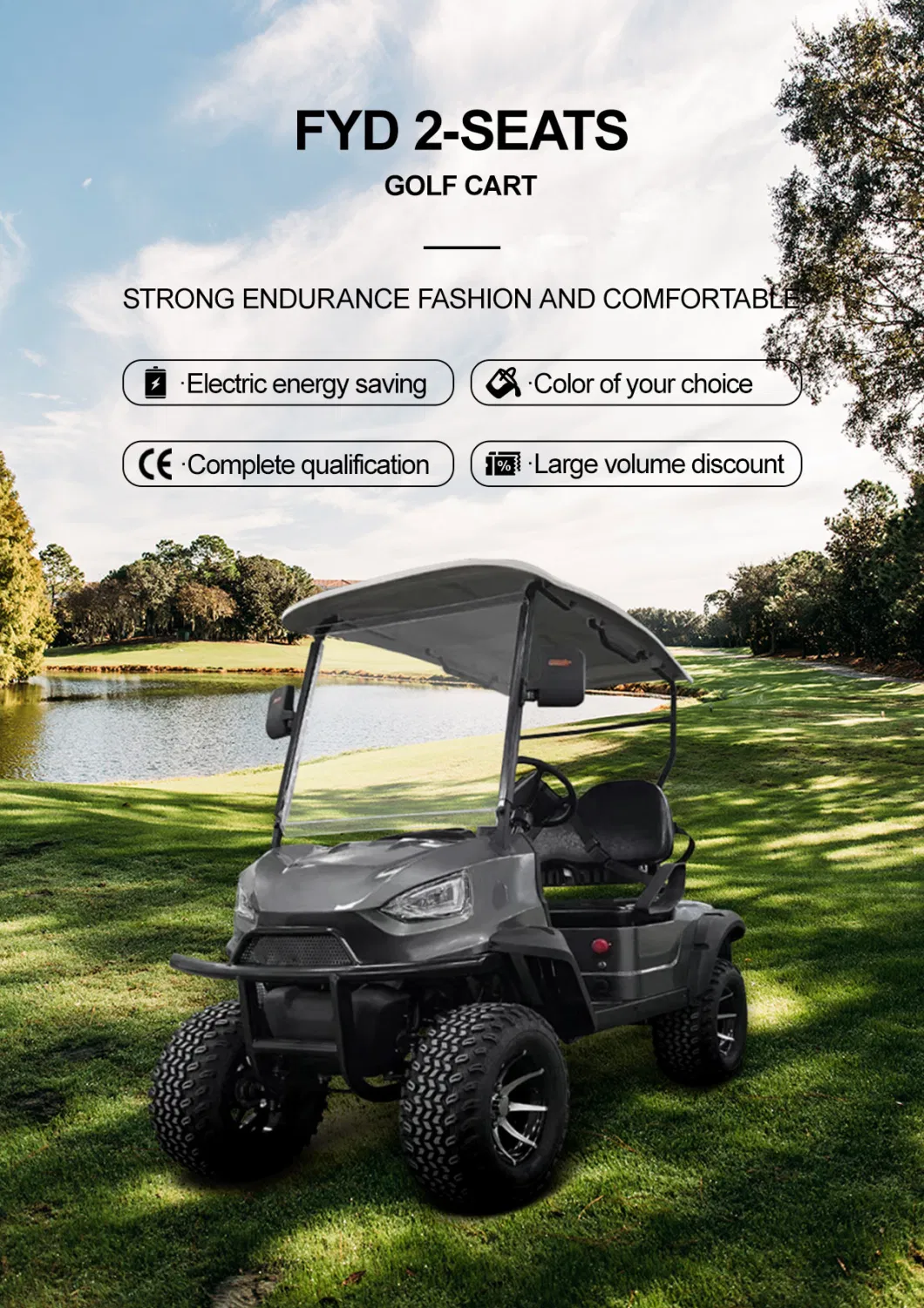 New Advanced off Road Style Heavy Duty Modified Cool Club Car De Golf 2 Passenger Transport Golf Carts Price