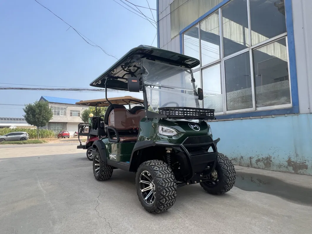 Custom Color Logo Battery Operated 4 Wheel Buggy 4 Seats Seater Hunting Buggy Small Golf Go Car Electric Mini Cart with AC Motor