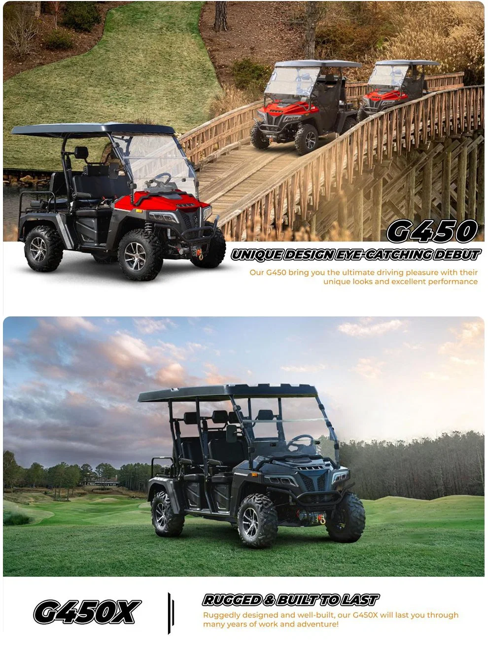 2024 New Gasoline Powered 4x4 UTV 4+2 Seater Off Road Hunting Cart Golf Car for Sale