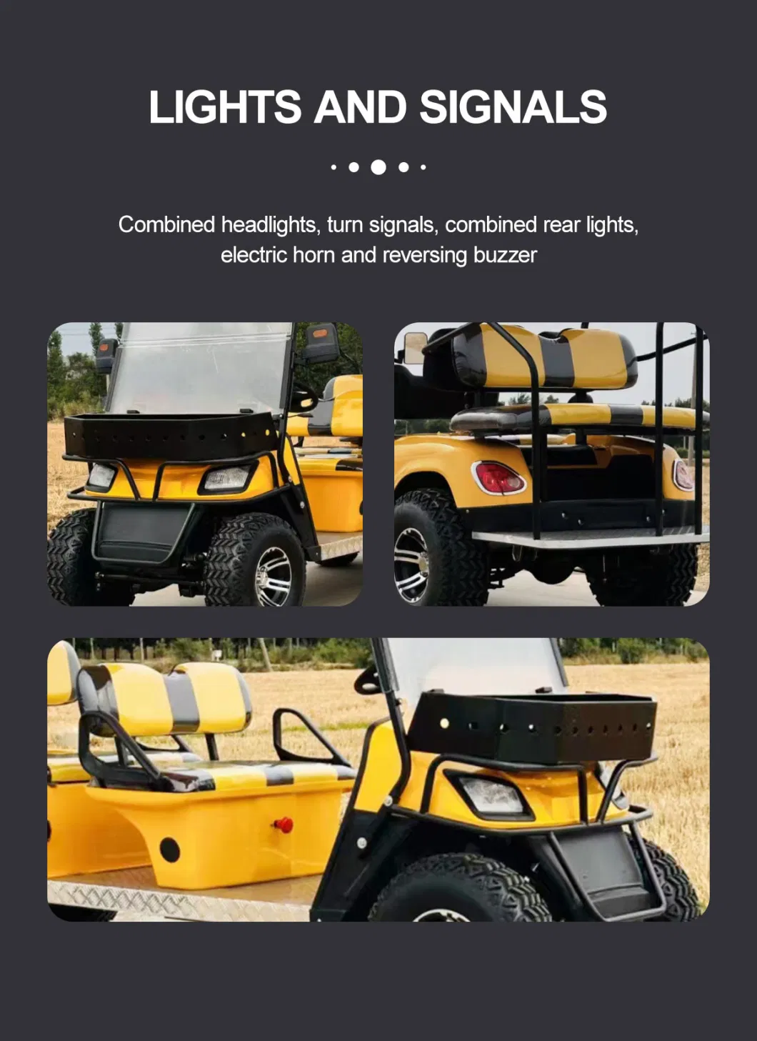 2024 Feiyueda 6 4 2 Seater Free Customized Color Street Legal Electric Yellow Gulf Carts Electric Yellow Golf Car