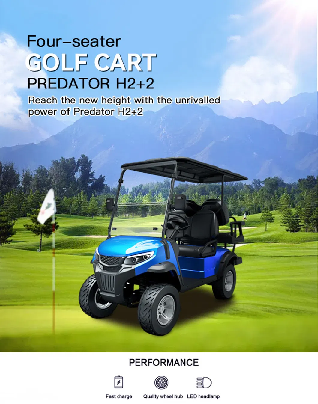 Super Quality Golf Buggy Hunting 2+2 Seats Predator H2+2 Electric Golf Cart