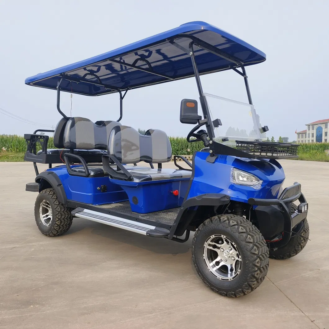 60V Lithium Battery 6 Seater Electric Hunting Lifted Golf Cart for Golf Clubs