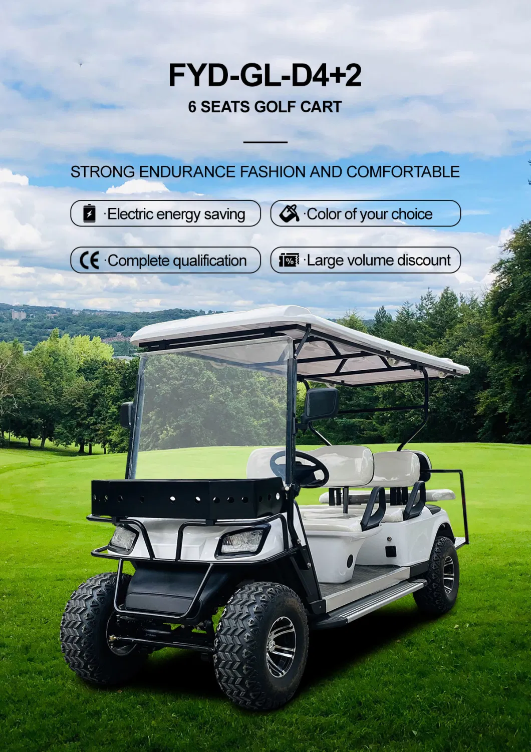 Columbia Brazil Hot Sale Six Seater Carrito De Golf Golf Carro Antique Classic Performance Golf Carts 60V White Electric Golf Cart for Sale