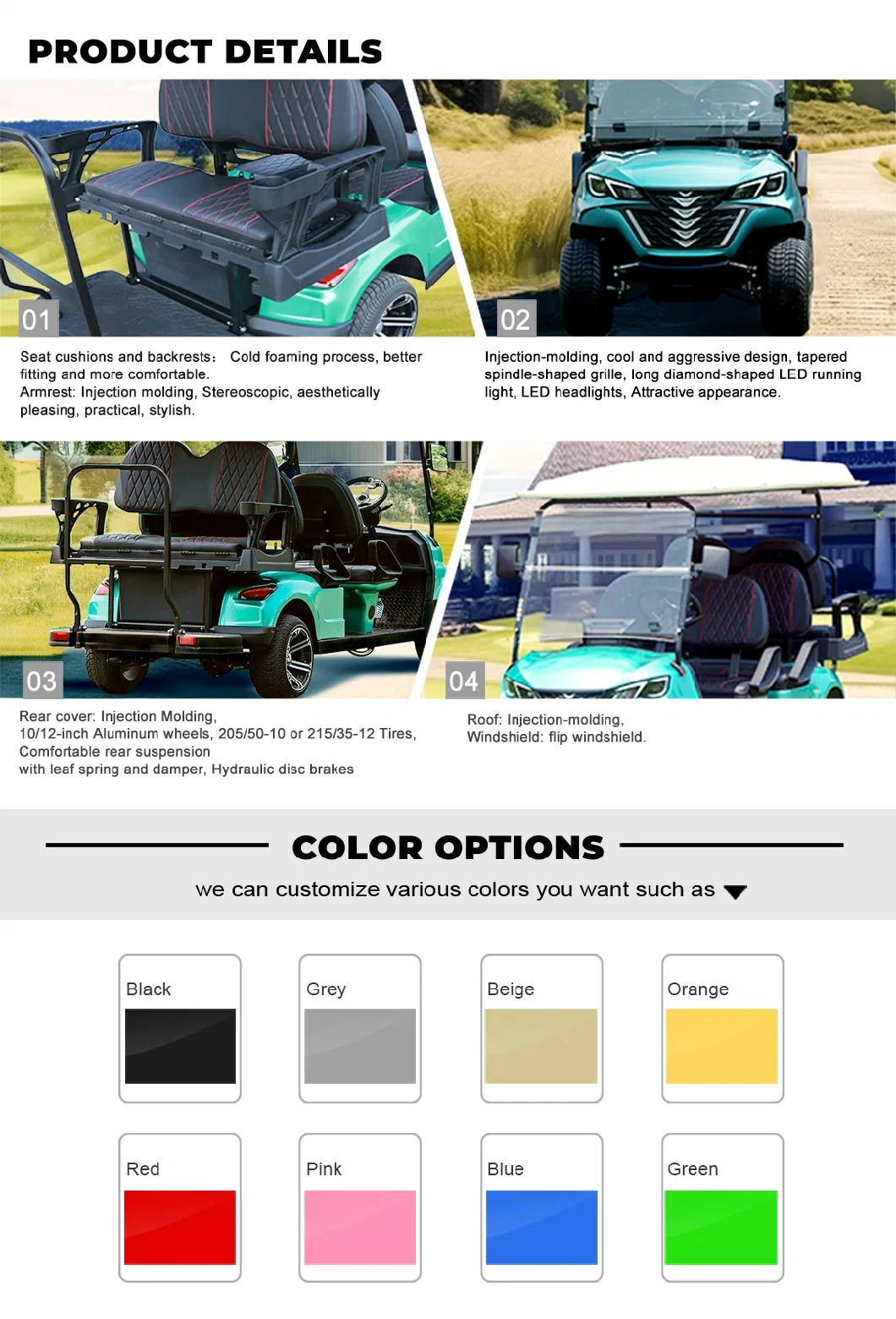 Raysince CE Approved Golf Electric Car Low Price Electric Golf Carts with 6 Seats