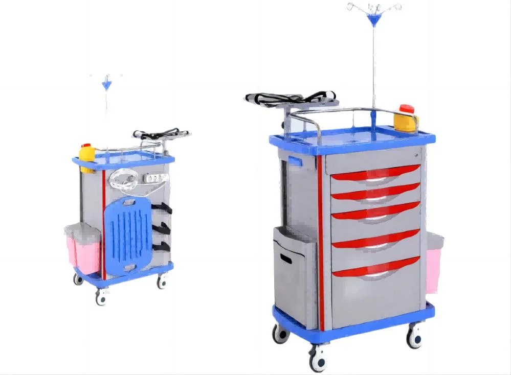 Top Sale ABS Medical Emergency Trolley Cart for Hospital Clinic