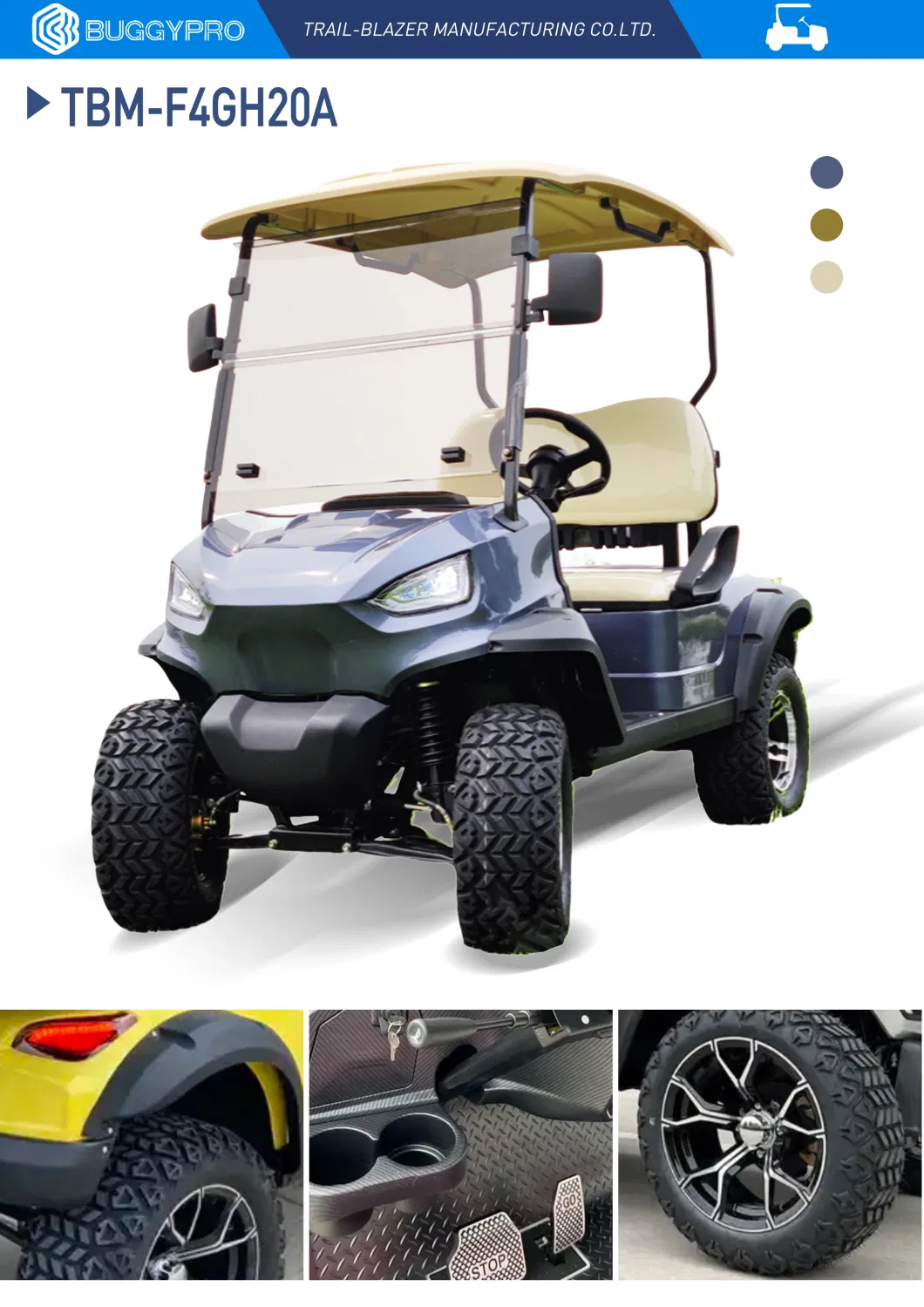 Brand New Design Factory Direct 2 Seats Lifted Golf Cart Electric Hunting Buggy Cart Lsv with CE DOT