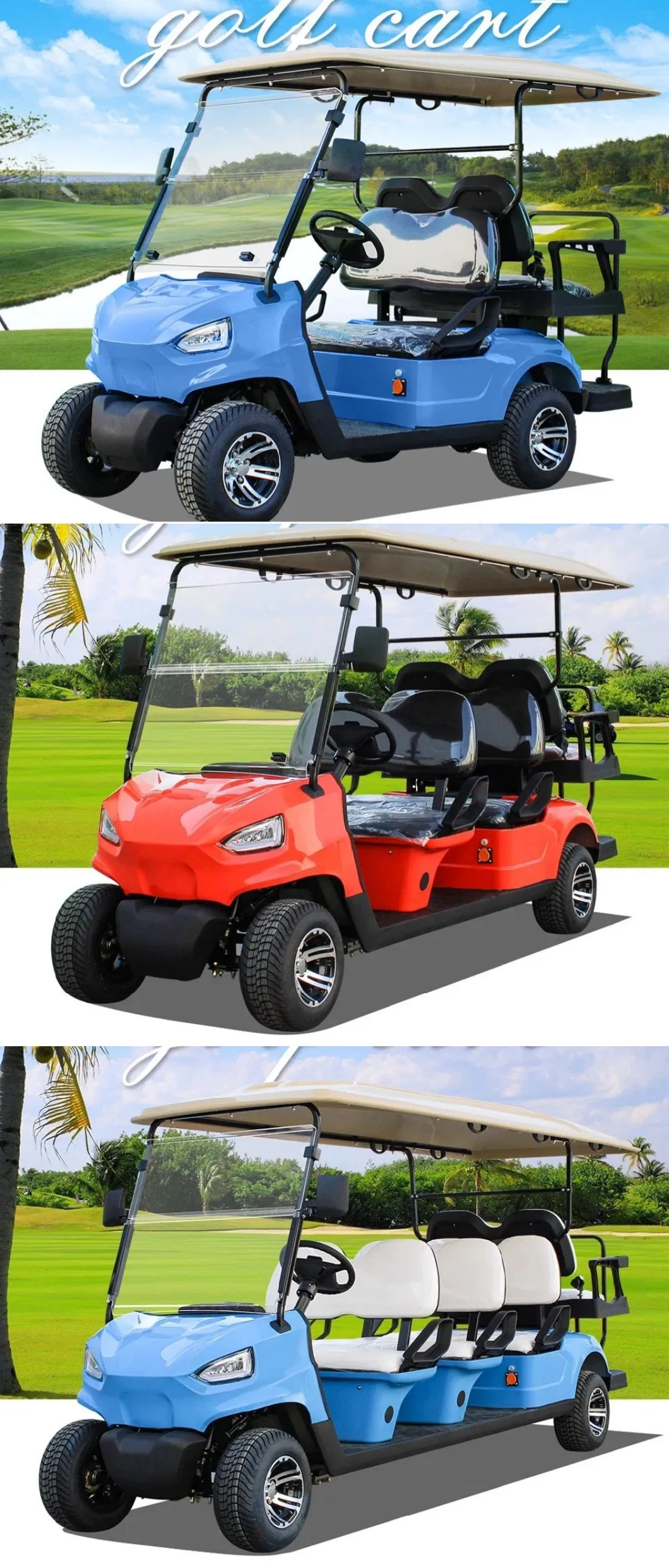Classic and Beautiful Design 4-Seat Sightseeing Car Electric Shuttle Car 60V Electric Golf Cart Home Transportation