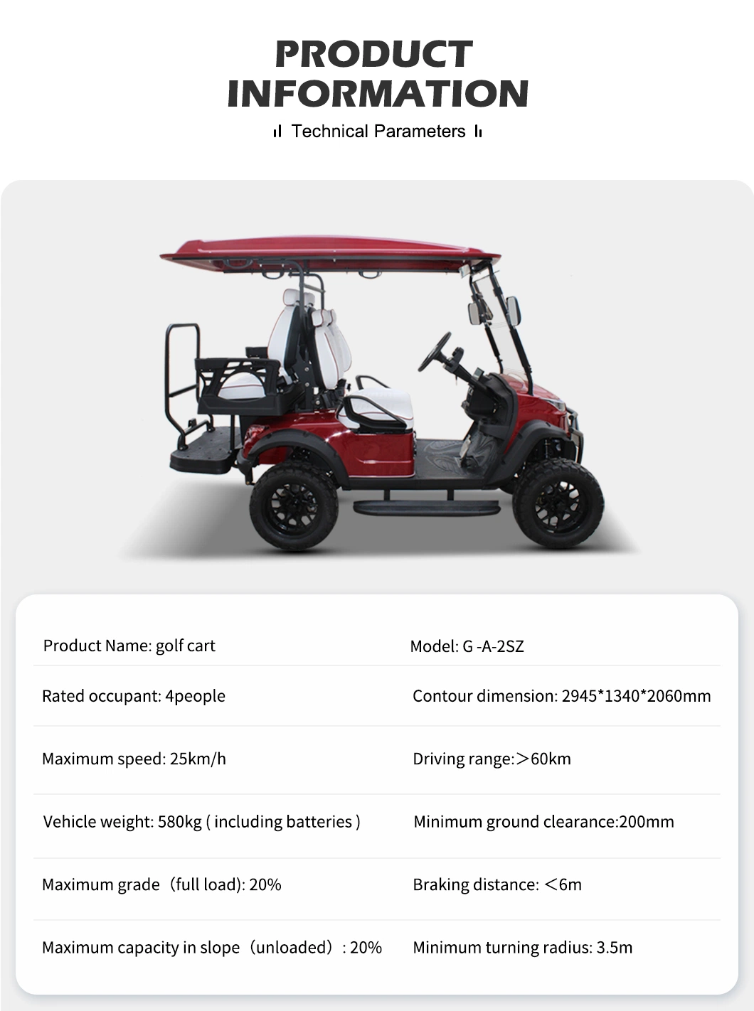 Wholesale Road Approved 2+2 Seats Sightseeing Bus Lifted Electric Hunting Buggy Trolley Golf Carts