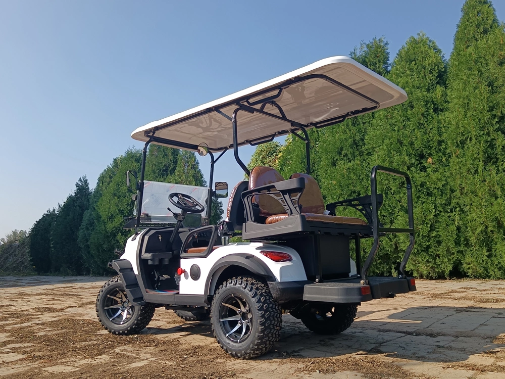 MMC New Lifted 48V Electric Golf Carts 2 Person Seats White off Road Golf Scooter 4 Wheel Lithium 4 Seat Solar Golf Cart