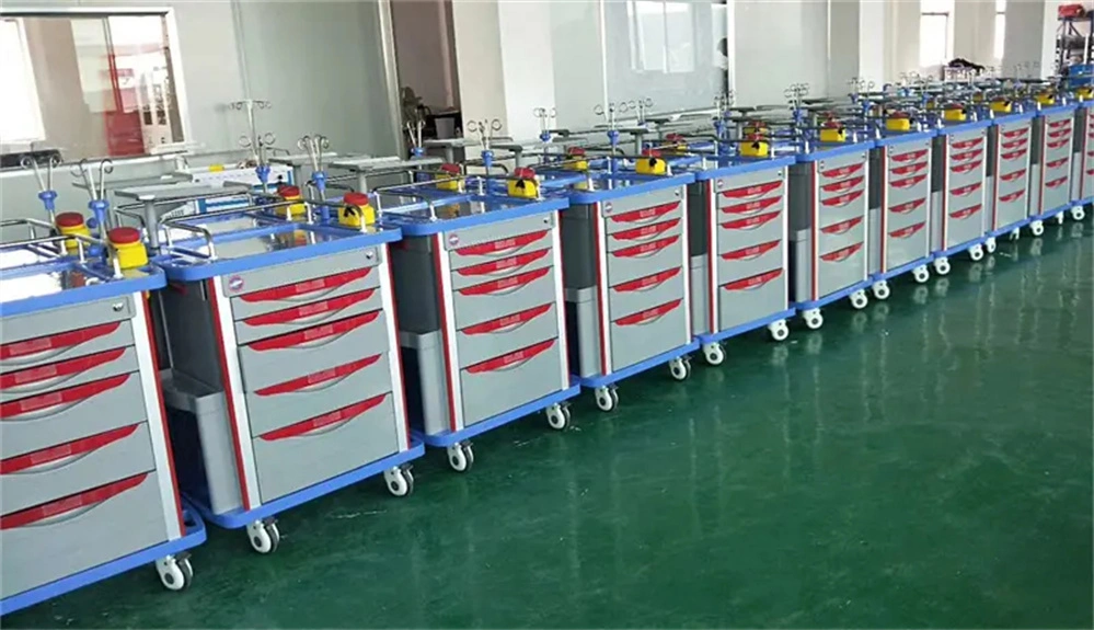 Top Sale ABS Medical Emergency Trolley Cart for Hospital Clinic