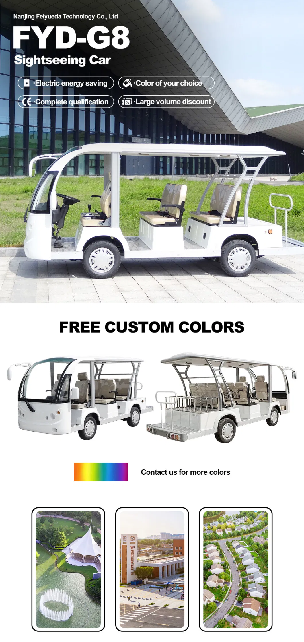 Best 8 Seaters Utility Electric Vehicle for City Sightseeing