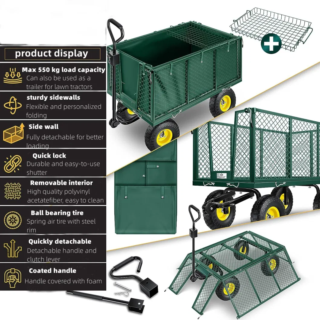 Heavy Duty Steel Utility Mesh Garden Cart with 4 Wheels Tc840ah