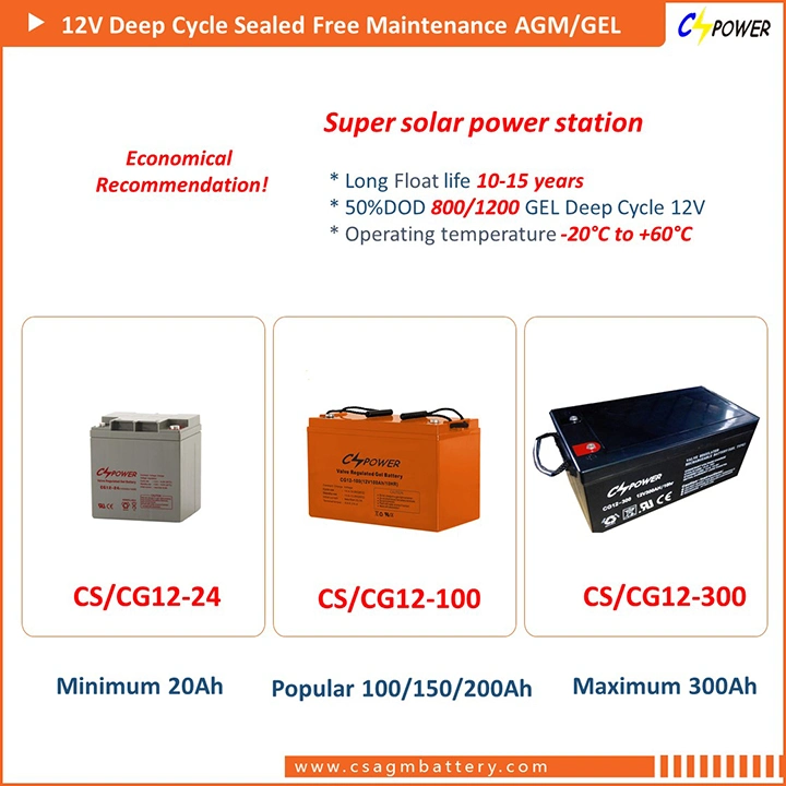 Cspower Solar 12V150ah VRLA Lead Acid AGM Battery Forklift/Golf Cart/Bicycle/off-Road Vehicle/Electric Bicycle/Power Tool
