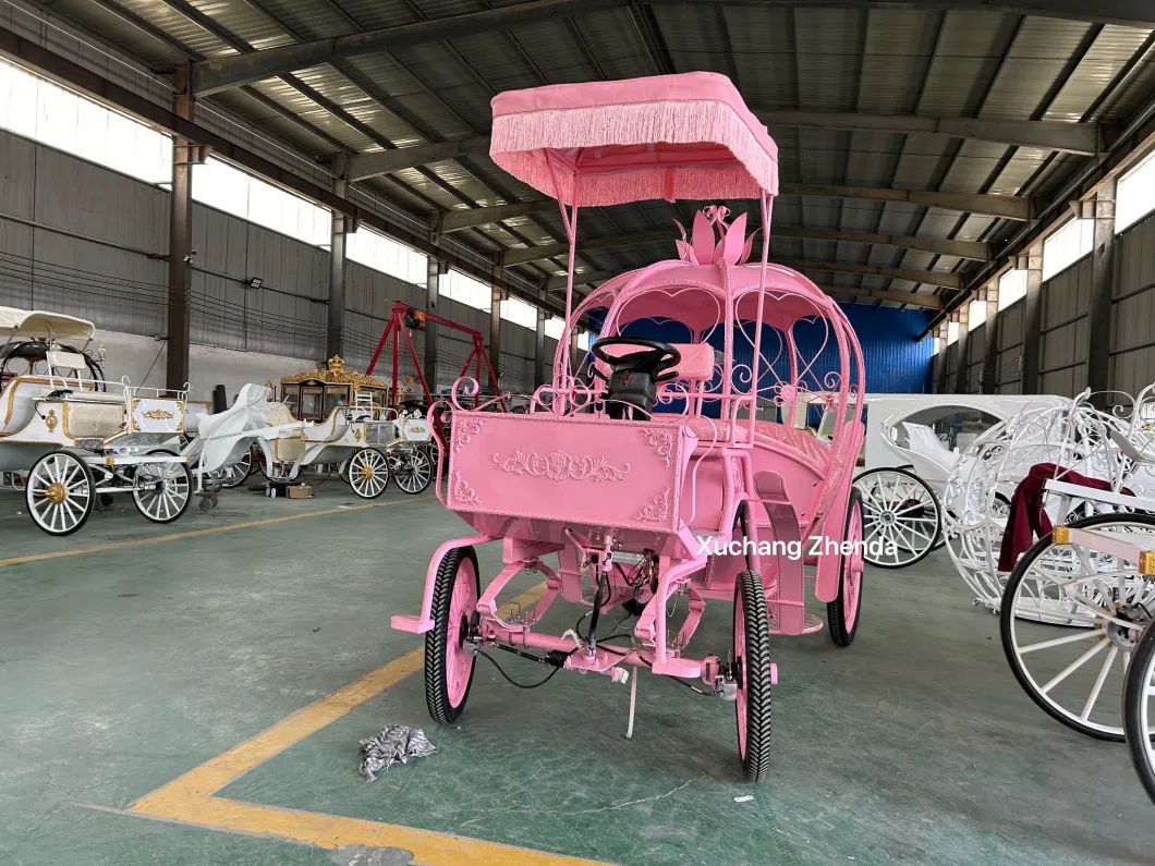 OEM European Royal Family Horse Carriage Mini Garden Car Electric Operated Princess Style Carriages Cart Can Customized