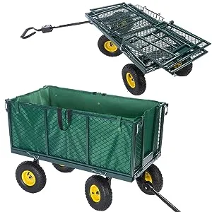 Heavy Duty Steel Utility Mesh Garden Cart with 4 Wheels Tc840ah