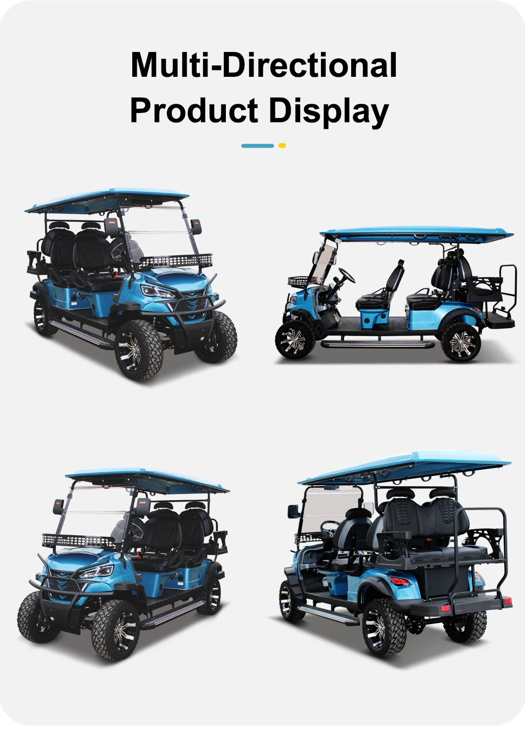 2023 New Model Style Bx 4+2 Seat Sightseeing Bus Club Cart Electric Golf Buggy Hunting Cart with CE DOT New Energy Vehicle