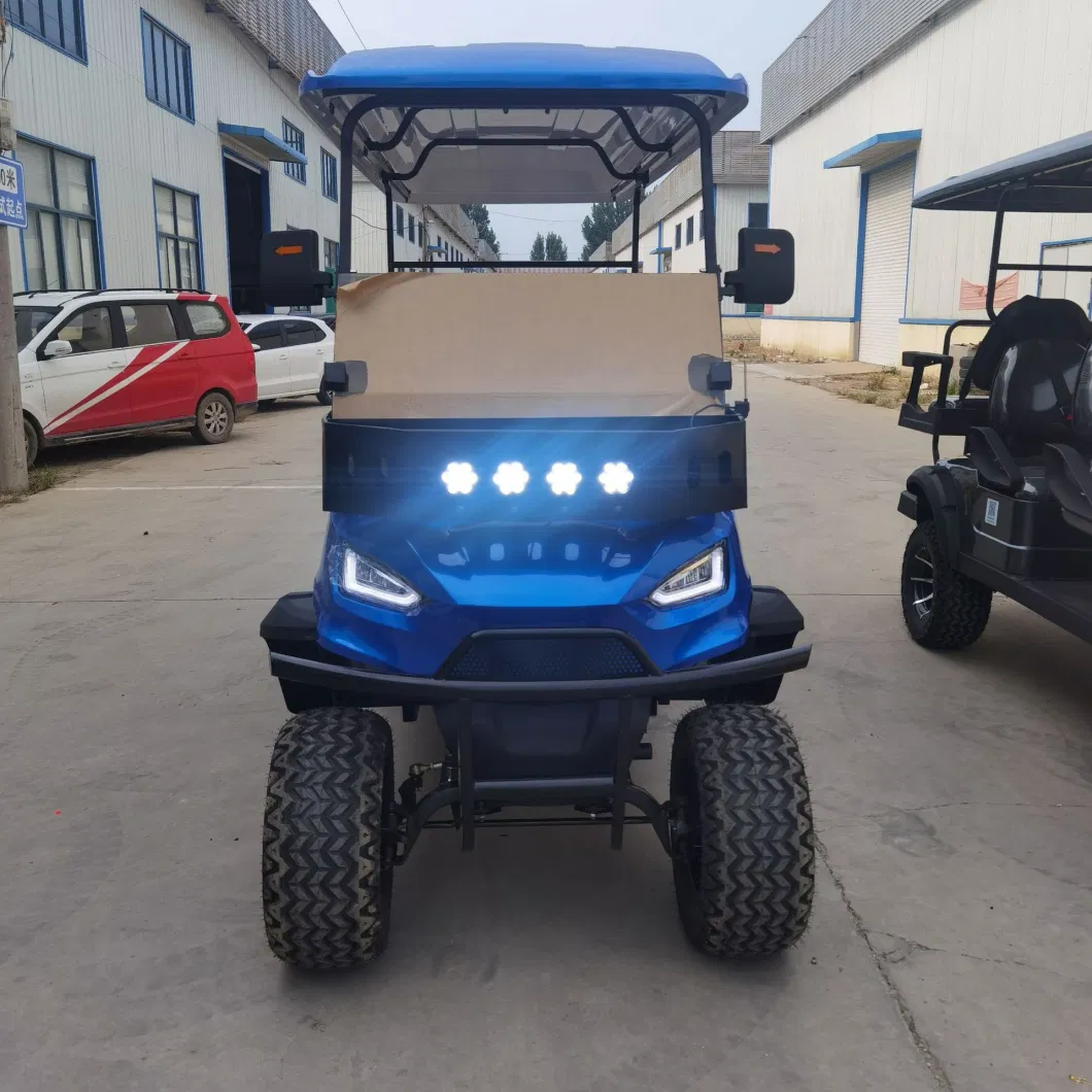 6 Seats 4+2 Blue Club Car Solar Panels Battery Golf Carts Electric Golf Car